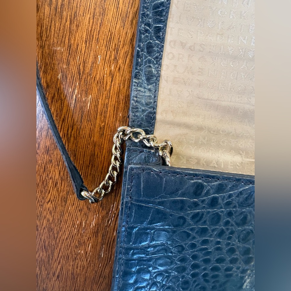 Kate Spade Black Croc Embossed Crossbody Bag Purse - Picture 7 of 11